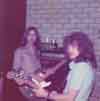 Francis & Alan warming up before the gig in Rotterdam, 1976. 